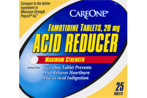 CareOne Acid Reducer Famotidine 20mg Maximum Strength Tablets - 25 CT