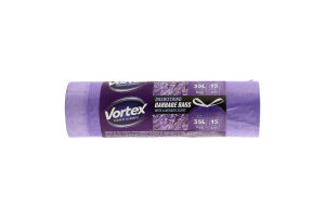 Пакеты для мусора с затяжкой фиолетовые с ароматом лаванды 35л Vortex 15шт