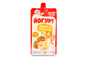 Йогурт 2.8% для детей от 9мес с наполнителем Банан-клубника Злагода Малятко д/п 170г
