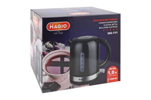 Електрочайник 1л чорний дисковий 1360Вт Magio