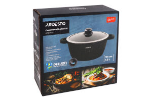 Каструля Gemini Anzio 1,8л чорний алюміній з скляною кришкою Ardesтo