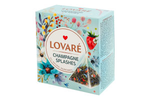 Бленд чаю чорного та зеленого листового з ягодами пелюстками та ароматом суниці Бризки шампанського Lovare к/у 15х2г