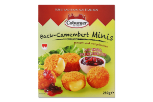 Сир 45% в паніровці для смаження і запікання з брусничним джемом Back-Camembert Minis Coburger к/у 250г