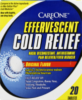 CareOne Effervesscent Cold Relief Original Flavor Nasal Decongestant, Pain Reliver/Fever Reducer - 20 CT