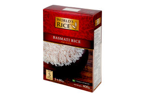 Рис шліфований довгозернистий Basmati World's Rice к/у 5х80г