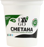 Сметана 15% термостатна з молока екстракласу Lago ст 300г