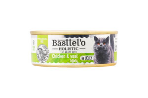 Корм д/котів Курка з телятиною в желе 85г ж/б Basttet"o Holistic