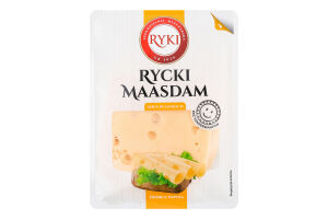 Сир Rycki Maasdam 45% нарізка 300г газ/уп Ryki