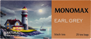 Чай черный цейлонский байховый мелкий с бергамотом Earl Grey Monomax к/у 25х2г