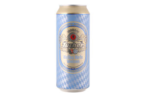 Пиво 0.5л 5.2% світле нефільтроване неосвітлене пастеризоване Helles Hefe weizen Tucher з/б