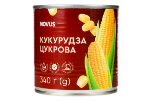 Кукуруза сахарная консервированная из целых зерен Novus в/с ж/б 340г