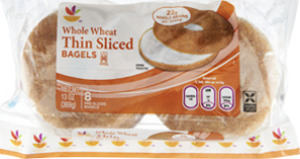 Ahold Thin Sliced Whole Wheat Bagels - 8 CT