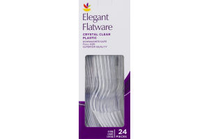 Elegant Flatware Crystal Clear Plastic - 24 CT