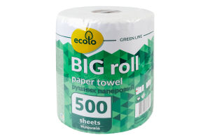 Полотенце бумажное 2-х слойное 500 листов Big roll Ecolo 1шт