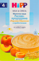 Каша молочна для дітей від 4міс рисово-кукурудзяна Персики-абрикоси Hipp к/у 250г