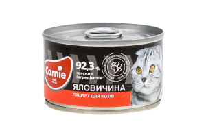 Паштет м'ясний для дорослих котів Яловичина Carnie з/б 100г