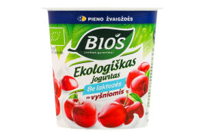 Йогурт 3.1% органічний безлактозний з вишнею Bios ст 125г