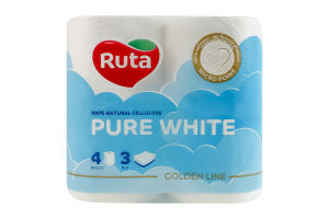 Бумага туалетная 3-х слойная 150 листов Pure white Golden line Ruta 4шт
