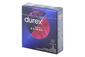 Презервативы латексные рельефные с анестетиком с силиконовой смазкой Dual extase Durex 3шт