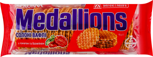 Вафли соленые с томатом и базиликом Medallions Lekorna м/у 90г