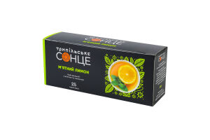 Чай зелений байховий дрібний з м'ятою та ароматом лимона М'ятний лимон Трипільське Сонце к/у 25х1.5г