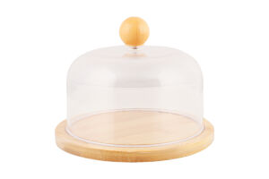 Таця бамбук кругла пластикова кришка 15см