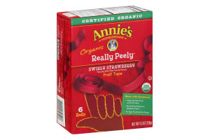 Annie's Homegrown Organic Really Peely Fruit Tape Swirly Strawberry - 6 CT