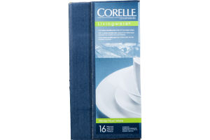 Corelle Livingware Durable Glass Dinnerware Winter Frost White - 16 CT