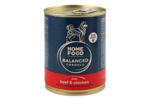 Корм д/дорослих собак Паштет з яловичиною та куркою 360г ж/б Home Food