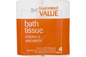 Guaranteed Value Bath Tissue Strong & Absorbent - 4 CT
