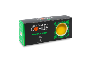 Чай зеленый байховый фасованный Зеленая долина Трипільське Сонце к/у 25х1.5г