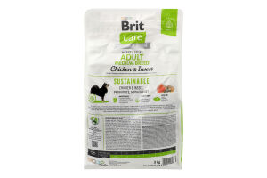 Корм д/дорослих собак середніх порід Састейнебл з куркою та комахами сухий 3кг Бріт Кеа