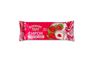 Сирок 26% в кольоровій глазурі з ароматом з ягідним пюре Малина Волошкове поле м/у 36г