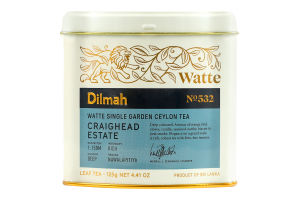 Чай черный цейлонский байховый листовой №532 Craighead estate Watte Dilmah букет ж/б 125г