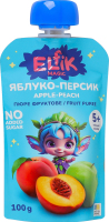 Пюре фруктовое для детей от 5мес гомогенизированное стерилизованное без сахара Яблоко-персик Elfik Magic д/п 100г