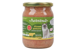 Корм консервированный для котов Мясной деликатес с мясом телятины Премиум Леопольд с/б 500г