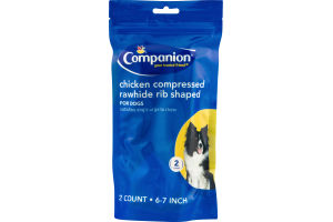 Companion Dog Rawhide Rib Shaped Chicken Compressed 6-7 Inch - 2 CT