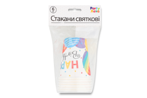Стакан паперовий Хеппі Бьоздей 250мл з кульками 6шт 1502-5770 Паті Хата