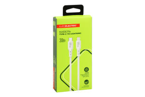 Кабель д/смартфону білий Type-C-Lightning 30W 3A 1м Euroelectric
