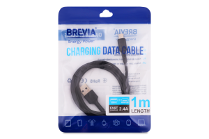 Кабель Brevia USB-MicroUSB black zip 1м 51100BUMZ1