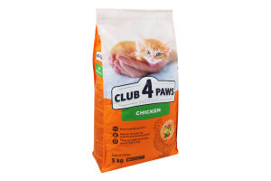 Корм сухий повнораціонний для кошенят Курка Premium Club 4 Paws м/у 5кг