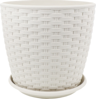 Горщик д/квітів Ротанг світло-бежевий з підставкою 20*18см арт114057 Алеана
