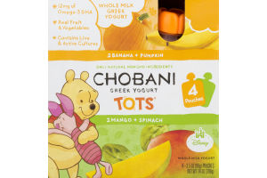 Chobani Tots Disney Greek Yogurt Banana + Pumpkin / Mango + Spinach - 4 CT