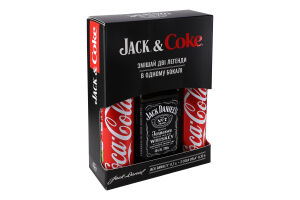 Набор Виски 0.7л 40% Old №7 Jack Daniel's + Напиток безалкогольный сильногазированный Coca-Cola 2х0.33л Jack&Coke к/у