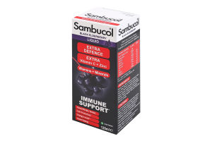 Добавка диетическая сироп с черной бузиной, витаминами и минералами Extra Defence Sambucol 120мл