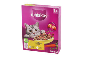 Корм сухий повнораціонний для дорослих котів з ягням Whiskas к/у 800г