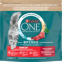 Корм сухой полнорационный для взрослых стерилизованных котов с говядиной Sterilcat Purina One д/п 1.4кг