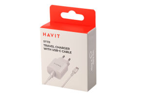 Устройство зарядное с кабелем Type-C 1м белое 1 USB-A 2A №ST113 Havit 1шт