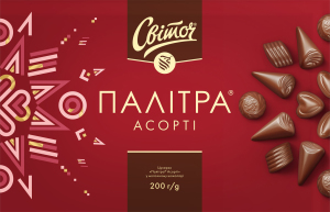 Цукерки в молочному шоколаді Палітра Асорті Світоч к/у 200г