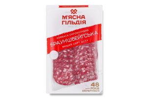 Колбаса нарезка Брауншвейгская М'ясна Гільдія с/к в/с лоток 0.075кг